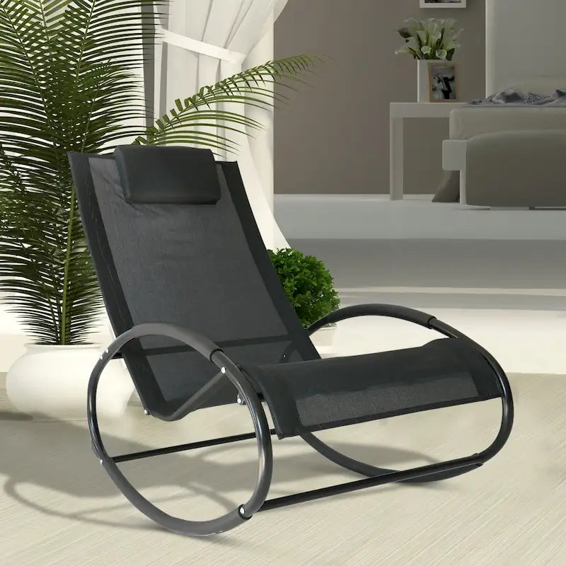 Outsunny Orbital Zero Gravity Patio Rocking Lounge Chair with Pillow
