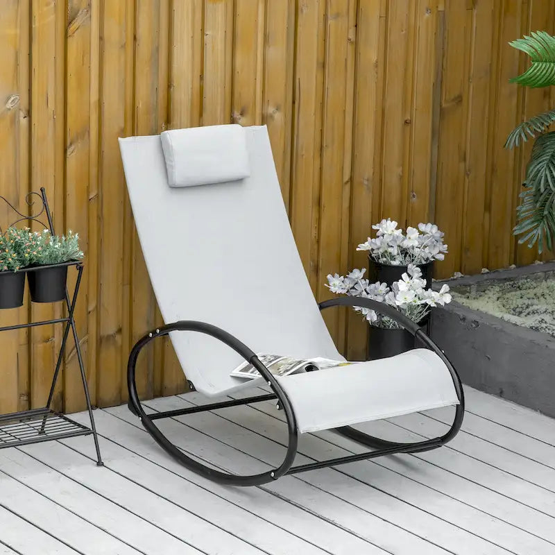 Outsunny Orbital Zero Gravity Patio Rocking Lounge Chair with Pillow