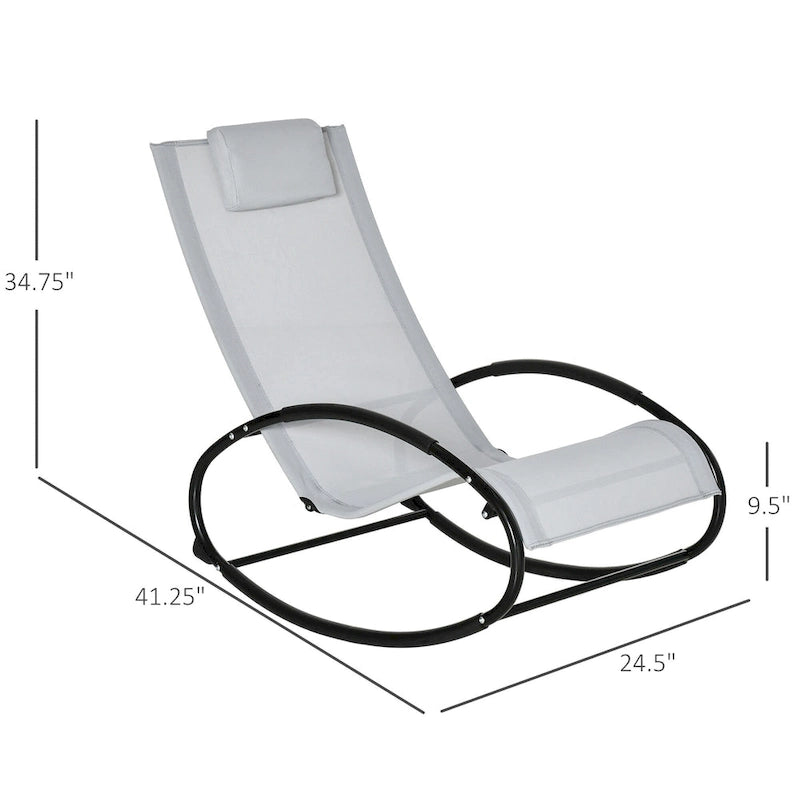 Outsunny Orbital Zero Gravity Patio Rocking Lounge Chair with Pillow