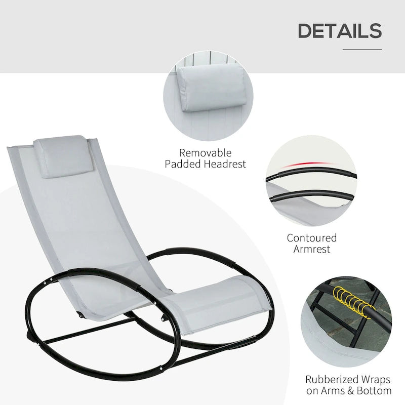 Outsunny Orbital Zero Gravity Patio Rocking Lounge Chair with Pillow