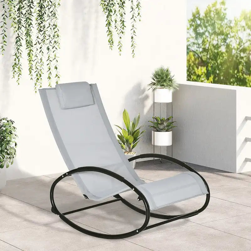 Outsunny Orbital Zero Gravity Patio Rocking Lounge Chair with Pillow