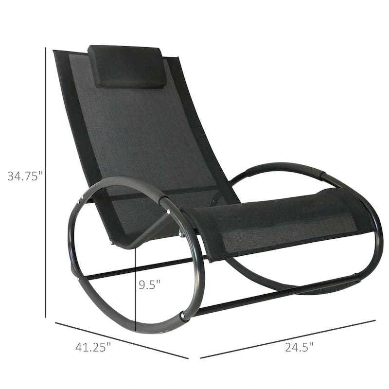 Outsunny Orbital Zero Gravity Patio Rocking Lounge Chair with Pillow