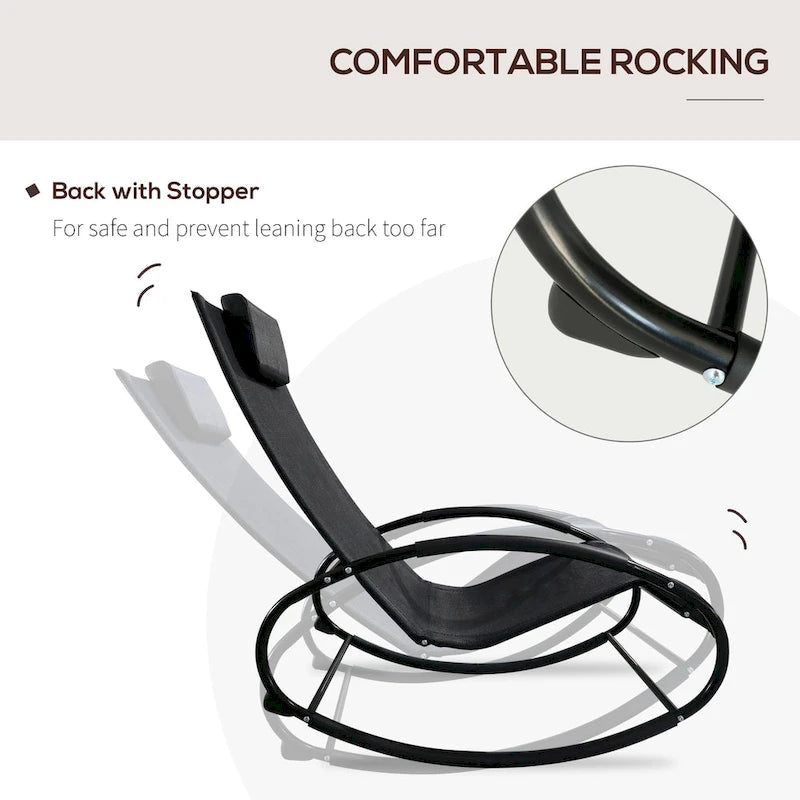 Outsunny Orbital Zero Gravity Patio Rocking Lounge Chair with Pillow