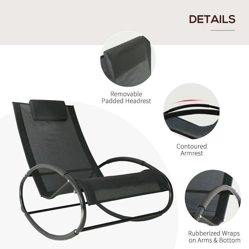 Outsunny Orbital Zero Gravity Patio Rocking Lounge Chair with Pillow