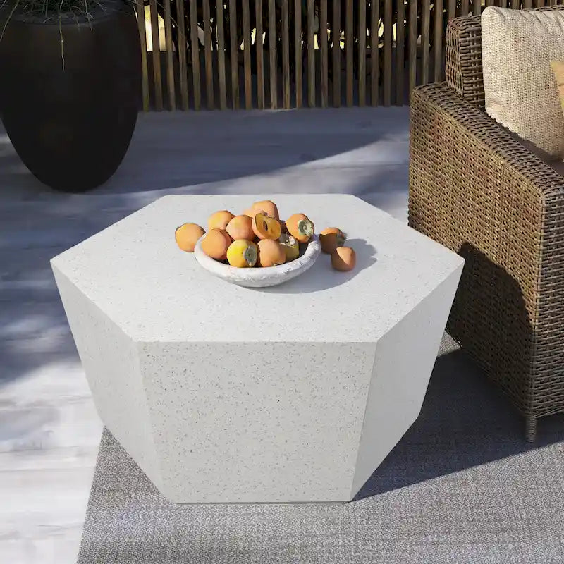 UPHA 28-Inch Outdoor Patio Magnesium Oxide Hexagon Furniture Coffee Table