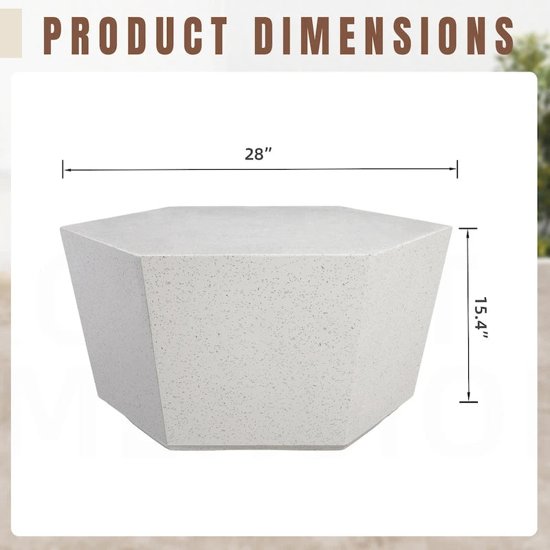 UPHA 28-Inch Outdoor Patio Magnesium Oxide Hexagon Furniture Coffee Table