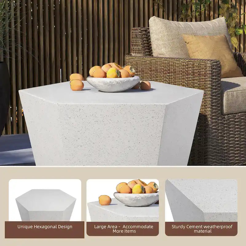 UPHA 28-Inch Outdoor Patio Magnesium Oxide Hexagon Furniture Coffee Table