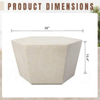 UPHA 28-Inch Outdoor Patio Magnesium Oxide Hexagon Furniture Coffee Table