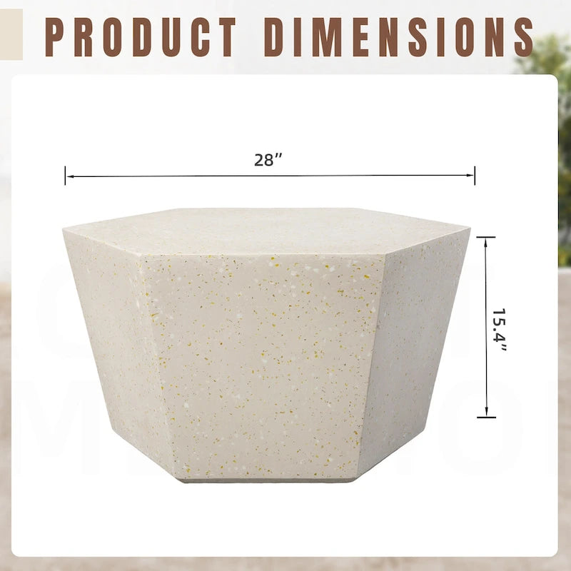 UPHA 28-Inch Outdoor Patio Magnesium Oxide Hexagon Furniture Coffee Table