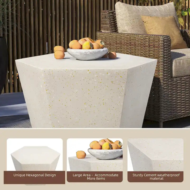 UPHA 28-Inch Outdoor Patio Magnesium Oxide Hexagon Furniture Coffee Table