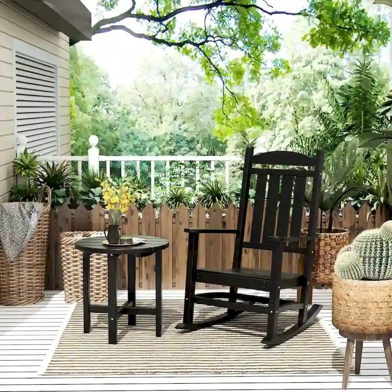 Polytrends Laguna Hdpe All Weather Outdoor Patio Rocking Chair With Side Table (2-Piece Set)