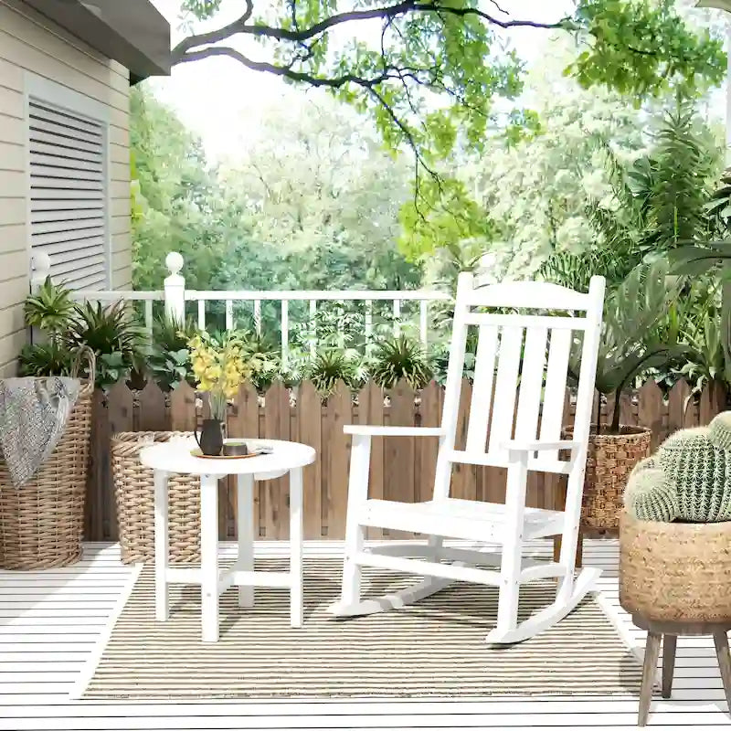 Polytrends Laguna Hdpe All Weather Outdoor Patio Rocking Chair With Side Table (2-Piece Set)