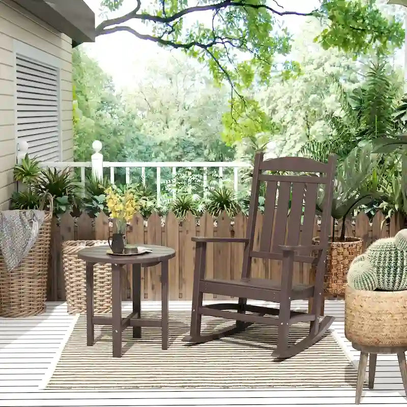 Polytrends Laguna Hdpe All Weather Outdoor Patio Rocking Chair With Side Table (2-Piece Set)