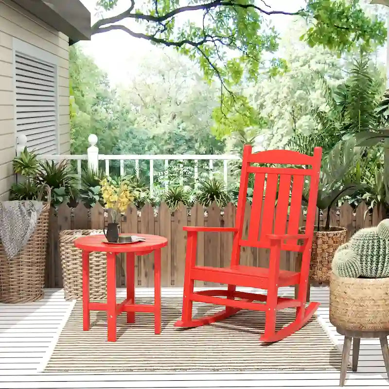 Polytrends Laguna Hdpe All Weather Outdoor Patio Rocking Chair With Side Table (2-Piece Set)