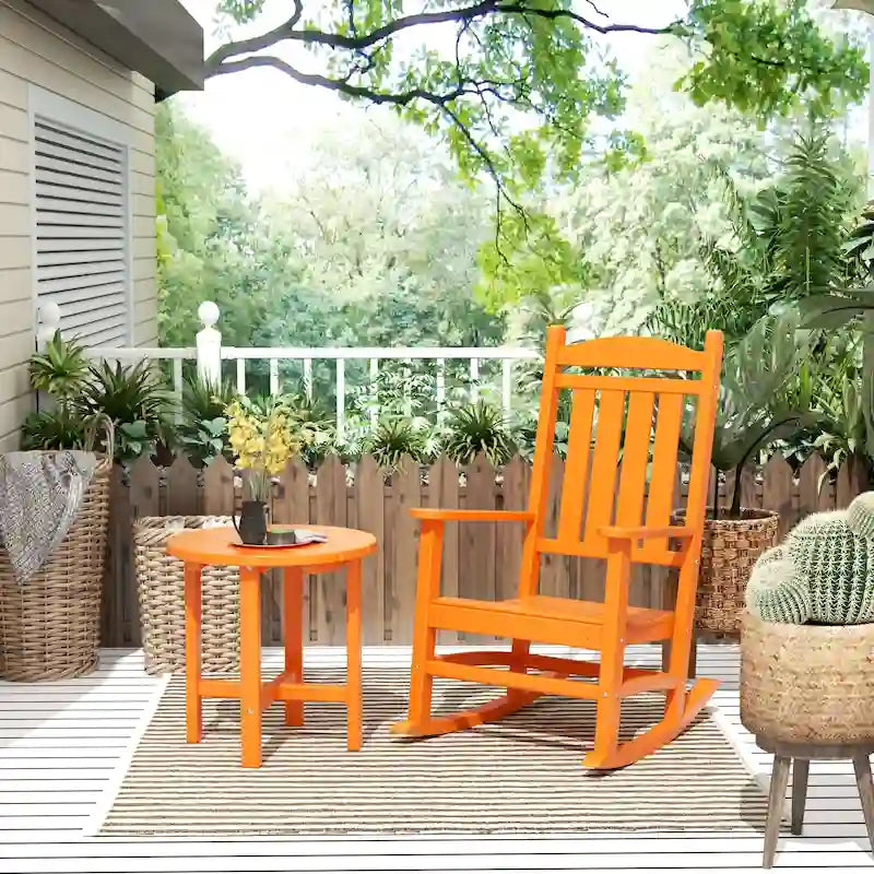Polytrends Laguna Hdpe All Weather Outdoor Patio Rocking Chair With Side Table (2-Piece Set)