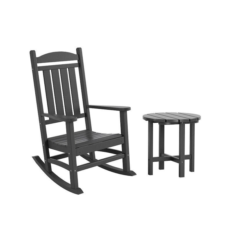 Polytrends Laguna Hdpe All Weather Outdoor Patio Rocking Chair With Side Table (2-Piece Set)