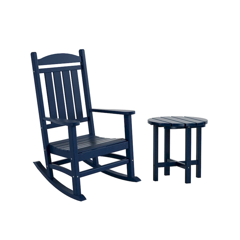 Polytrends Laguna Hdpe All Weather Outdoor Patio Rocking Chair With Side Table (2-Piece Set)