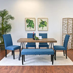  Amisos 6-Piece Dining Set, Hairpin Dining Table with 4 Chairs and Upholstery Bench