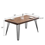 Amisos 6-Piece Dining Set, Hairpin Dining Table with 4 Chairs and Upholstery Bench