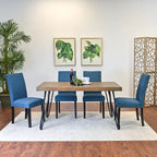 Amisos 6-Piece Dining Set, Hairpin Dining Table with 4 Chairs and Upholstery Bench