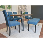 Amisos 6-Piece Dining Set, Hairpin Dining Table with 4 Chairs and Upholstery Bench