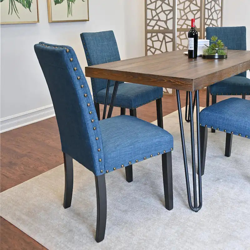 Amisos 6-Piece Dining Set, Hairpin Dining Table with 4 Chairs and Upholstery Bench