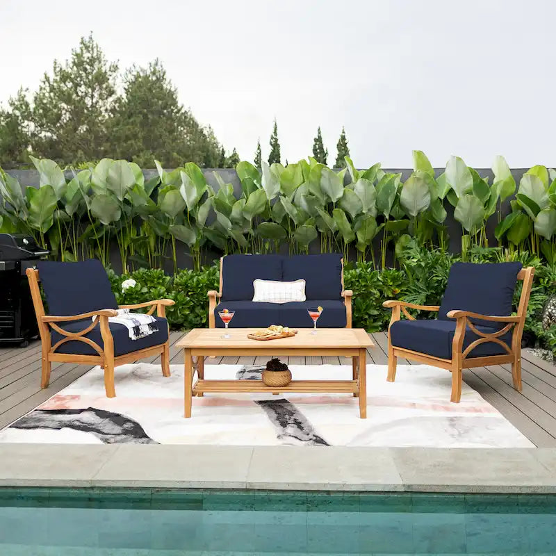 Cambridge Casual Lowell Teak Patio Loveseat with Cushion