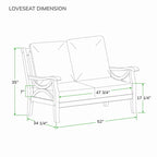 Cambridge Casual Lowell Teak Patio Loveseat with Cushion