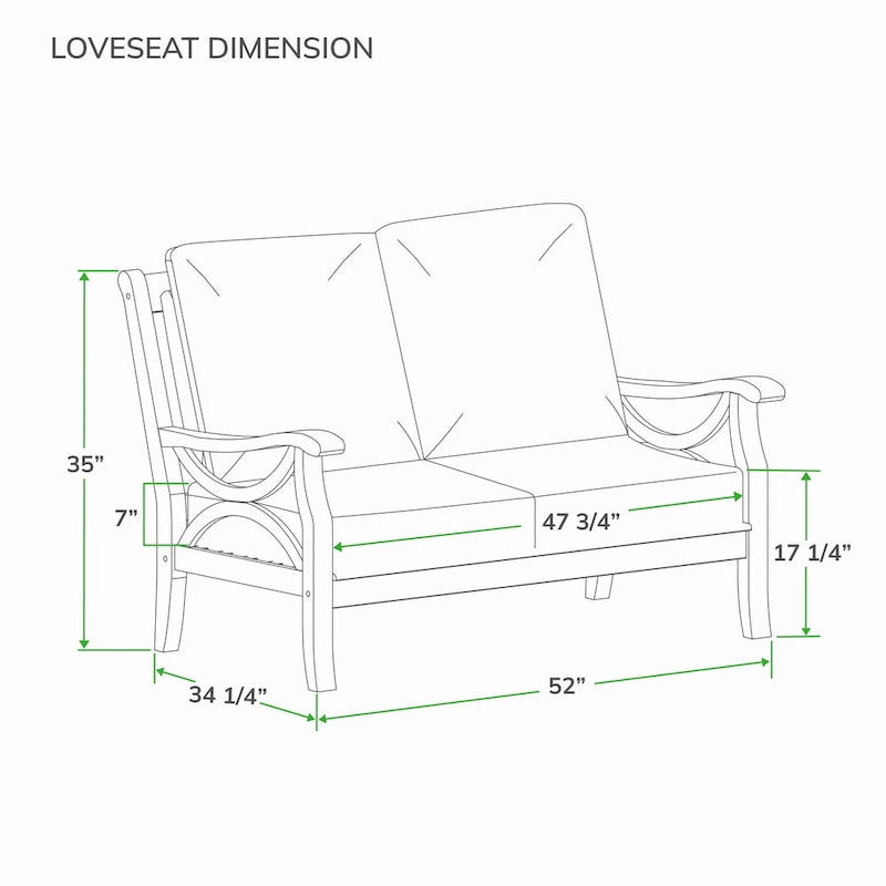 Cambridge Casual Lowell Teak Patio Loveseat with Cushion