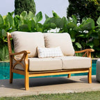 Cambridge Casual Lowell Teak Patio Loveseat with Cushion