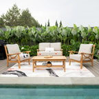 Cambridge Casual Lowell Teak Patio Loveseat with Cushion