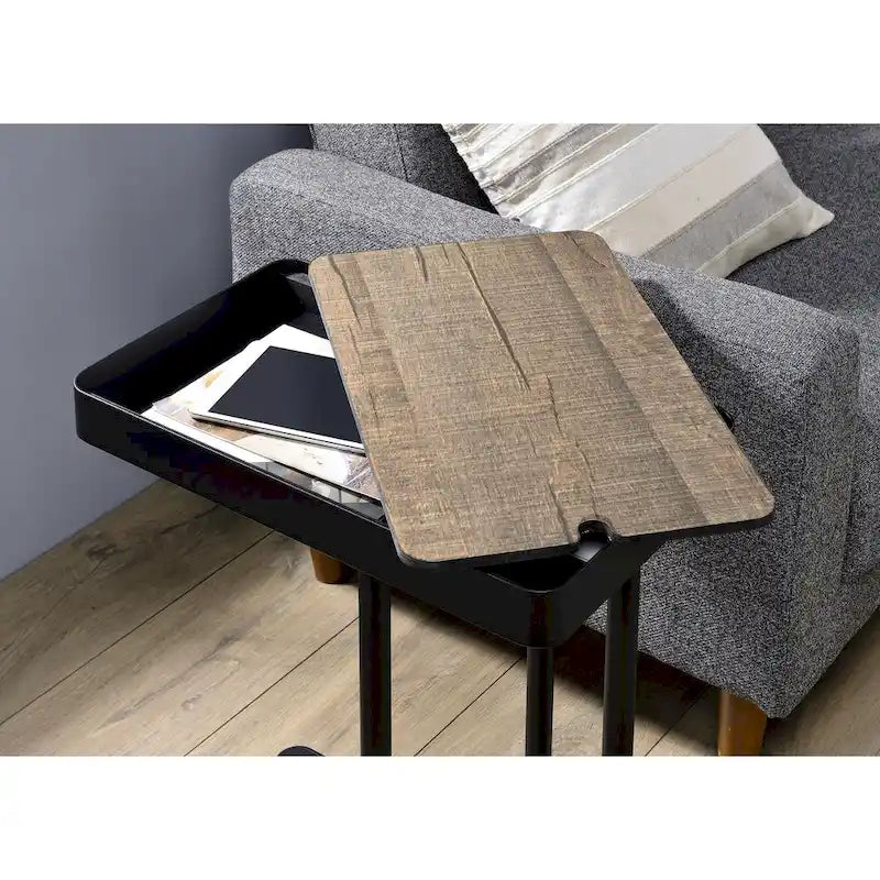 Schofield Industrial 20-inch Metal C-Shape Slide-open Top Side Table by