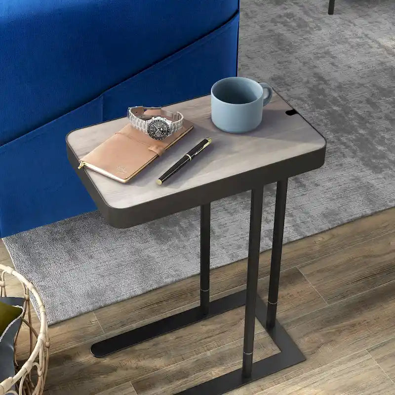 Schofield Industrial 20-inch Metal C-Shape Slide-open Top Side Table by