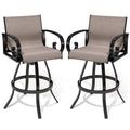 Outdoor Aluminum Swivel Barstool (Set of 2) Sunbrella Textilene Sling for Patio Deck - See Picture