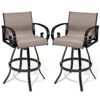 Outdoor Aluminum Swivel Barstool (Set of 2) Sunbrella Textilene Sling for Patio Deck - See Picture