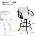 Outdoor Aluminum Swivel Barstool (Set of 2) Sunbrella Textilene Sling for Patio Deck - See Picture