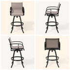 Outdoor Aluminum Swivel Barstool (Set of 2) Sunbrella Textilene Sling for Patio Deck - See Picture