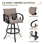 Outdoor Aluminum Swivel Barstool (Set of 2) Sunbrella Textilene Sling for Patio Deck - See Picture
