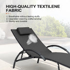 3-piece Outdoor Folding Adjustable Reclining Chaise Lounge Chairs with Side Table