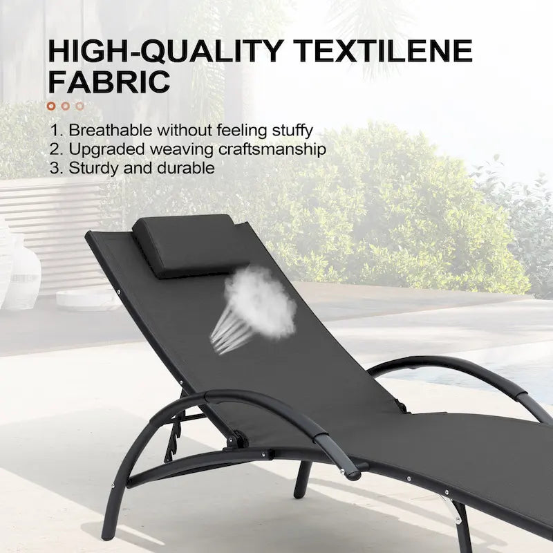 3-piece Outdoor Folding Adjustable Reclining Chaise Lounge Chairs with Side Table