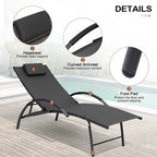 3-piece Outdoor Folding Adjustable Reclining Chaise Lounge Chairs with Side Table