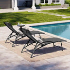 3-piece Outdoor Folding Adjustable Reclining Chaise Lounge Chairs with Side Table