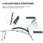 3-piece Outdoor Folding Adjustable Reclining Chaise Lounge Chairs with Side Table