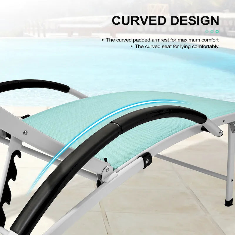 3-piece Outdoor Folding Adjustable Reclining Chaise Lounge Chairs with Side Table