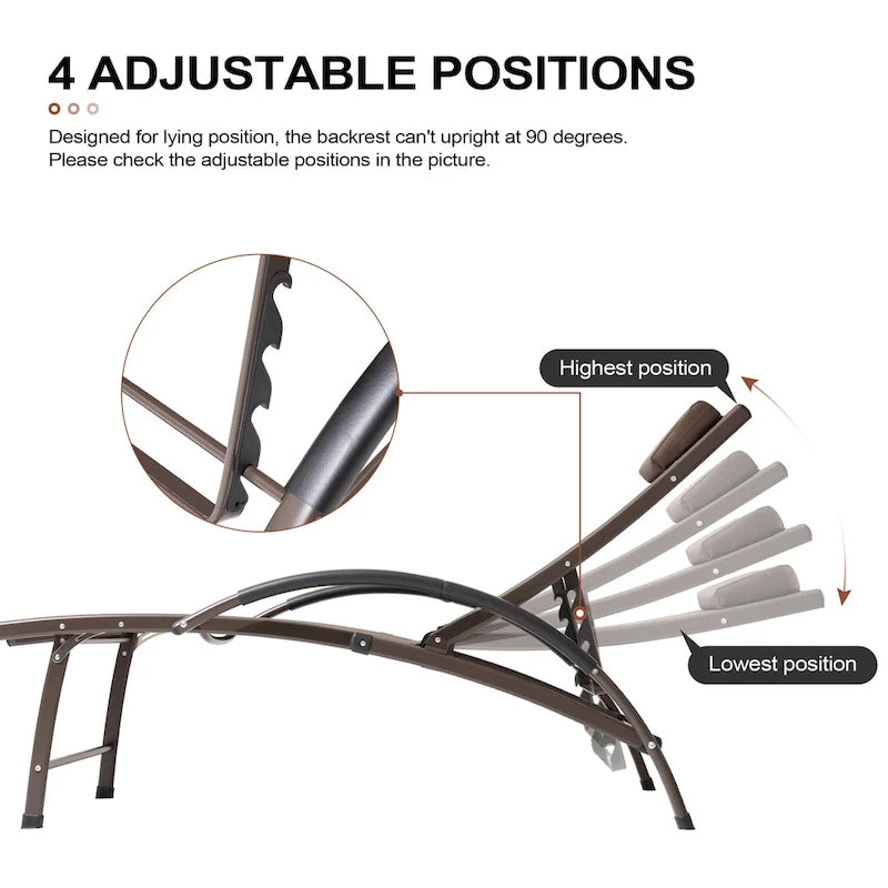 3-piece Outdoor Folding Adjustable Reclining Chaise Lounge Chairs with Side Table