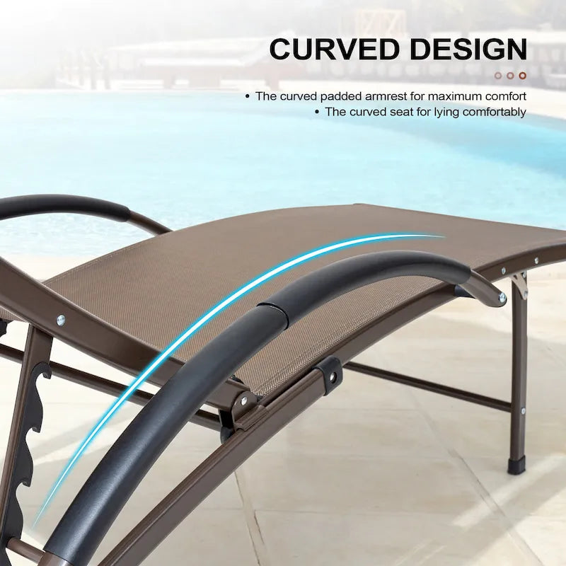 3-piece Outdoor Folding Adjustable Reclining Chaise Lounge Chairs with Side Table