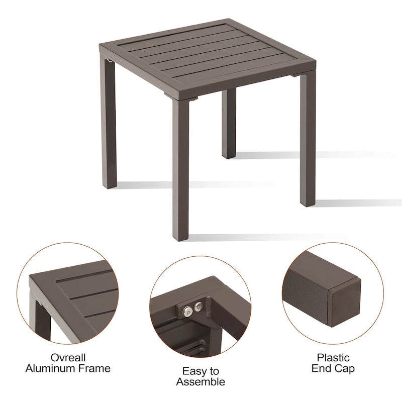 3-piece Outdoor Folding Adjustable Reclining Chaise Lounge Chairs with Side Table