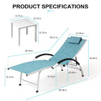 3-piece Outdoor Folding Adjustable Reclining Chaise Lounge Chairs with Side Table