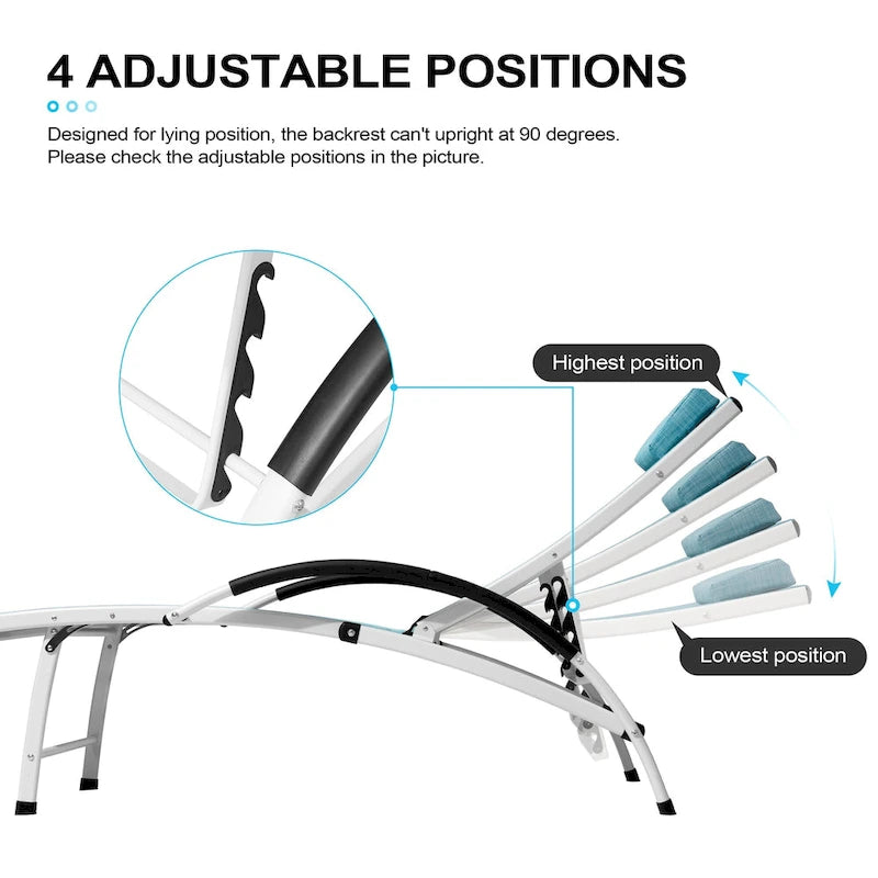 3-piece Outdoor Folding Adjustable Reclining Chaise Lounge Chairs with Side Table