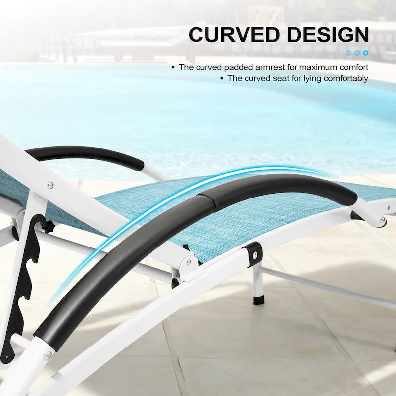 3-piece Outdoor Folding Adjustable Reclining Chaise Lounge Chairs with Side Table